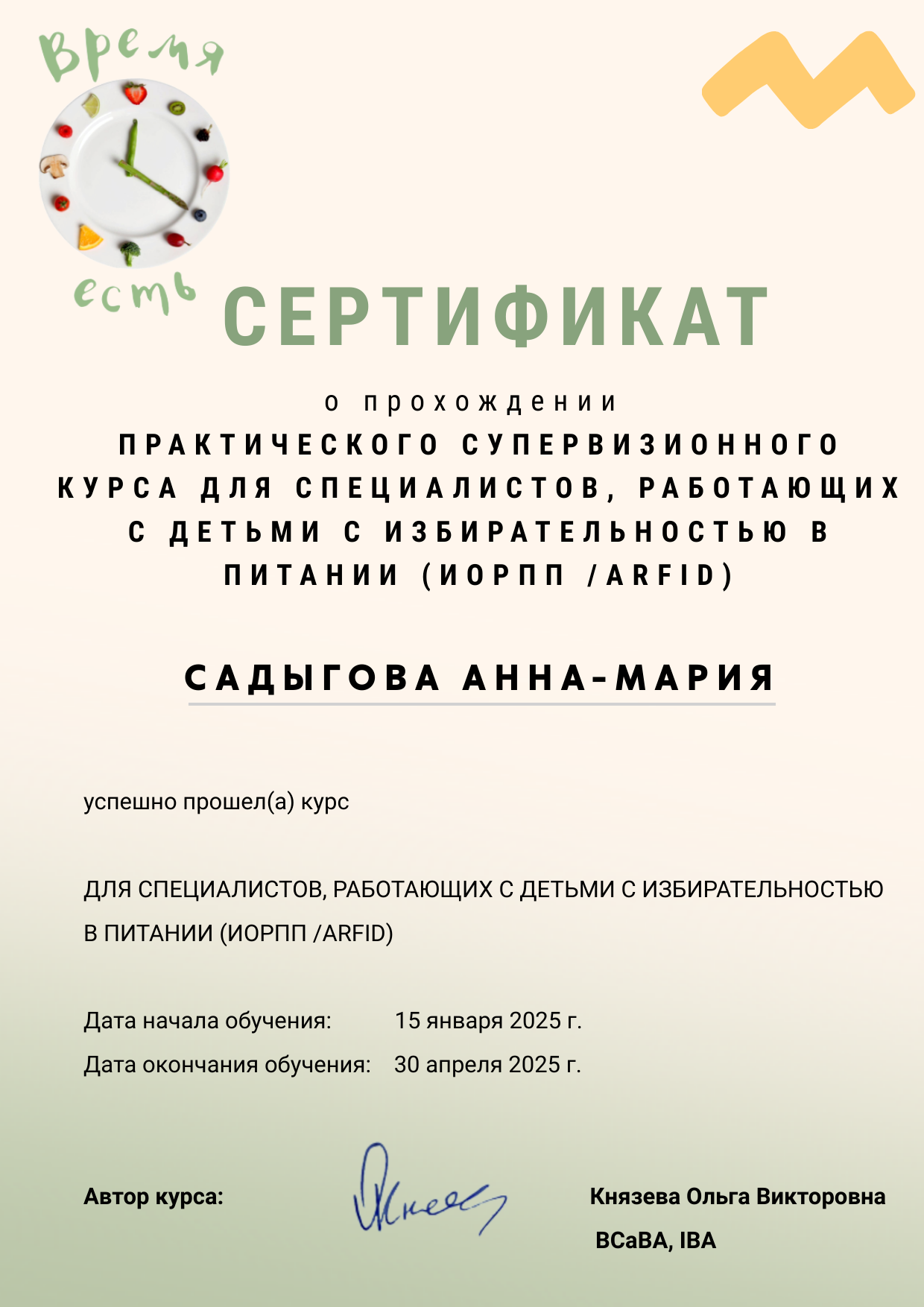 Сертификат эксперта